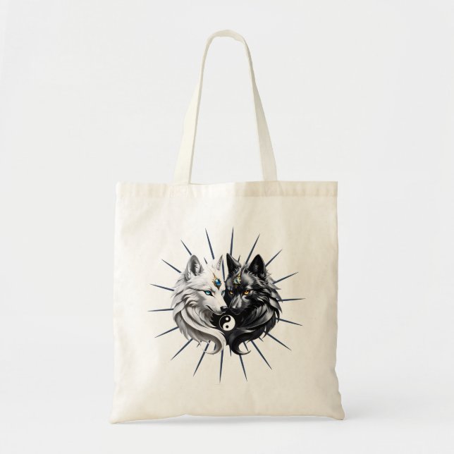 Bolsa Tote Yin Yang Wolves. (Frente)