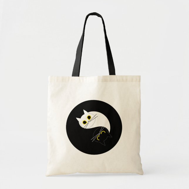 Bolsa Tote YIN YANG Zen Cat Tote Bag Reutilizável (Frente)