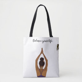 Bolsa Tote Yoga Equilibra sua vida mulher que posiciona yoga