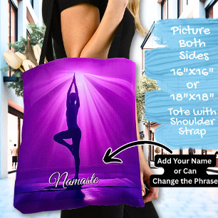Bolsa Tote Yoga no Rosa Púrpura - Adicionar nome ou texto