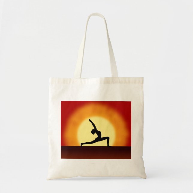 Bolsa Tote Yoga Pose Silhouette Sunrise Sacos De Tota Persona (Frente)