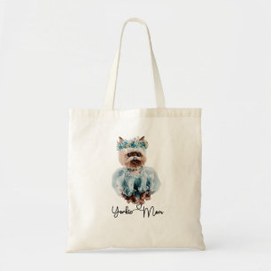 Bolsa Tote Yorkie Mãe Watercolor Art