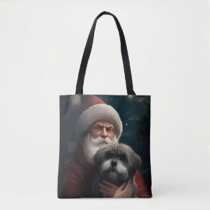 Bolsa Tote Yorkipoo Com Papai Noel Natal Festivo