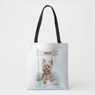 Bolsa Tote Yorkshire Terrier Aquarela Cachorro Personalizado