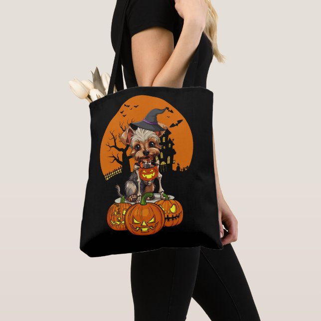 Bolsa Tote Yorkshire Terrier Dog Halloween (Close Up)