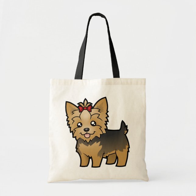 Bolsa Tote Yorkshire terrier dos desenhos animados (cabelo (Frente)