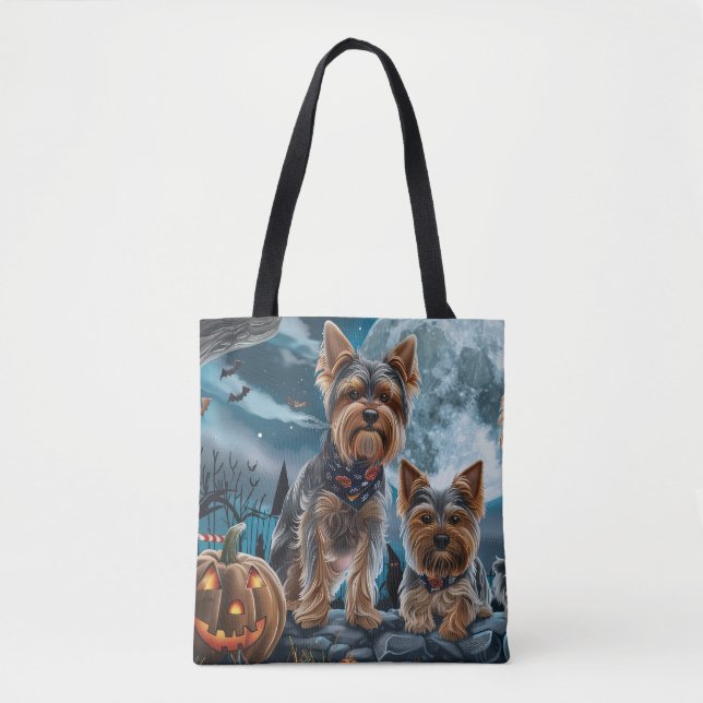 Bolsa Tote Yorkshire Terrier Halloween Spooky (Frente)