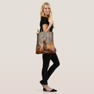 Bolsa Tote Yorkshire Terrier no Outono Folhas Caídas Inspiram
