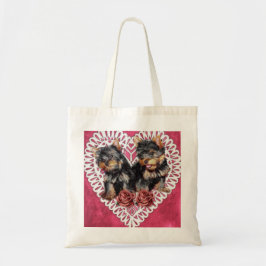 Bolsa Tote Yorkshire Terrier Puppies Dias de os namorados