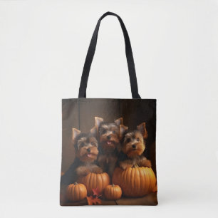 Bolsa Tote Yorkshire Terrier Puppy Autumn Delight Pumpkin