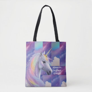 Bolsa Tote You Are Enough Reminder Rainbow Unicorn