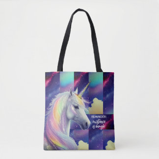 Bolsa Tote You Are Enough Reminder Sparkly White Unicorn