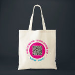 Bolsa Tote Your Branded Promotional QR Code Tote Bag Example<br><div class="desc">Custom Fonts and Colors - Design Your Own Personalized Tote Bags example with Your QR Code Scan Info and Custom Text Branded Promotional Business or Personal Modern Tote Bag / Accessories / Corporate Gifts - Add Your QR Code - Image - Photo or Logo / Text - Name or other...</div>