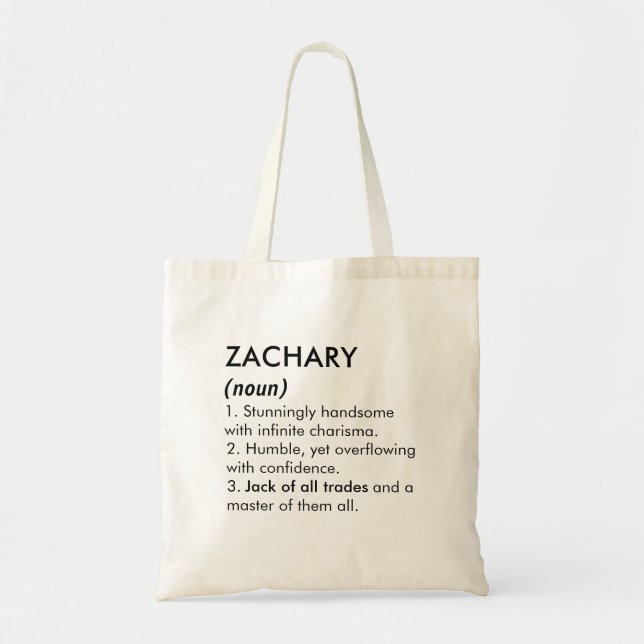 Bolsa Tote Zachary name, Editable name, Custom name (Frente)