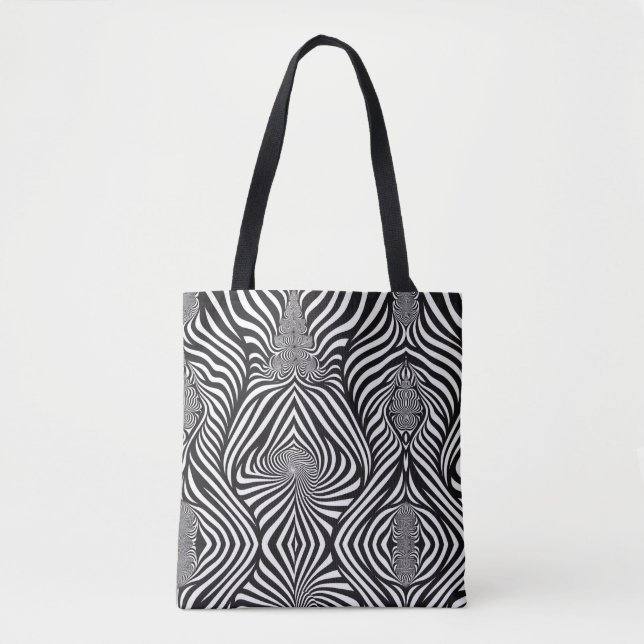 Bolsa Tote Zebra Abstrato B&W Sherpa Blanket (Frente)