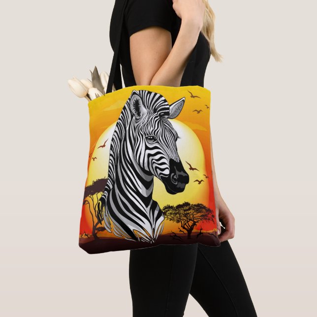 Bolsa Tote Zebra African Savanna Wild Animal (Close Up)
