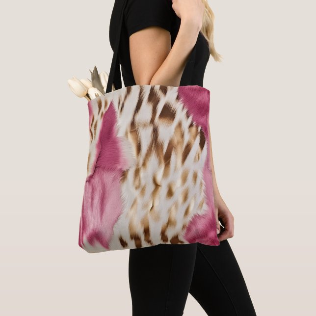 Bolsa Tote Zebra Dourada Rosa na moda (Close Up)