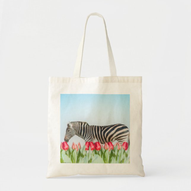 Bolsa Tote Zebra entre as Tulipas (Frente)