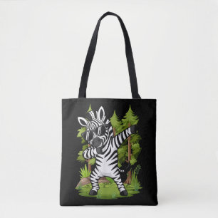 Bolsa Tote Zebra Fofo a Dançar Dabbing Dança Divertida de Ani