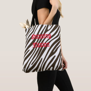 Bolsa Tote Zebra - Impressão Castanho e Branca - Saco