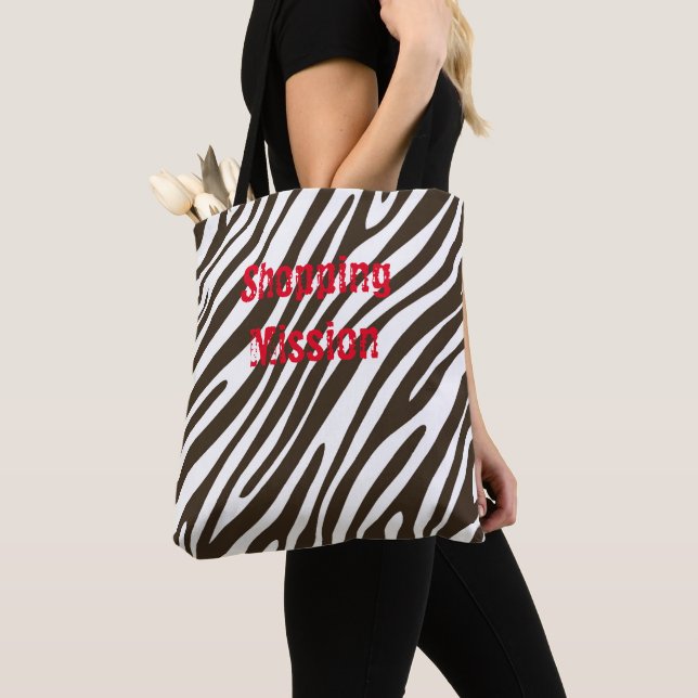 Bolsa Tote Zebra - Impressão Castanho e Branca - Saco (Close Up)