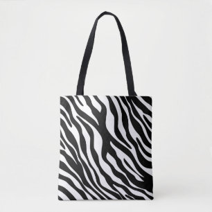 Bolsa Tote Zebra listra padrão preto & branco + suas ideias