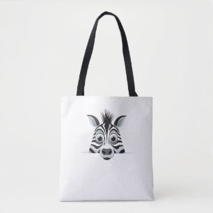 Bolsa Tote Zebra Peeking Bela Cartografia Animal Engraçada Ad