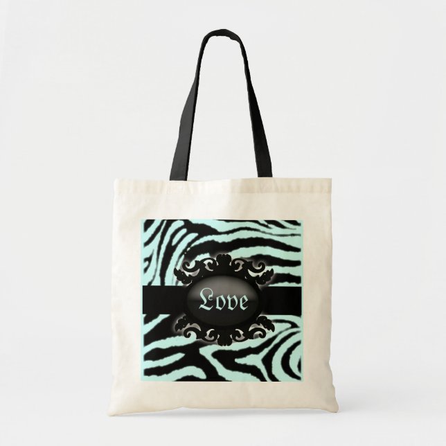 Bolsa Tote Zebra sofisticada Monograma de impressão (Frente)