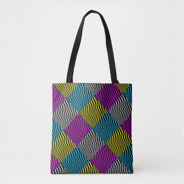 Bolsa Tote Zebra Stripes - Abstrato de padrão geométrico Art  (Frente)