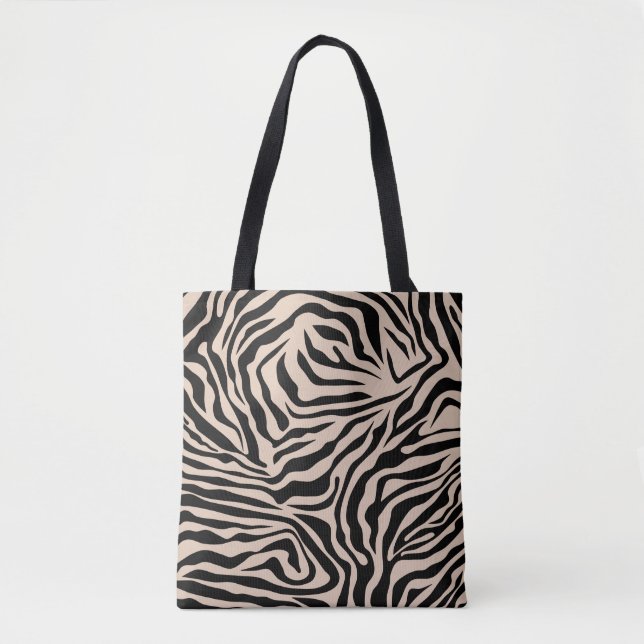 Bolsa Tote Zebra Stripes Cream Beige Black Wild (Frente)