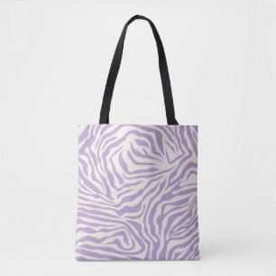Bolsa Tote Zebra Stripes Púrpura Roxo Impressão Animal Selvag