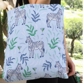 Bolsa Tote Zebras Clássicas e Azul Martinis
