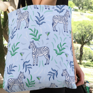 Bolsa Tote Zebras Clássicas e Azul Martinis