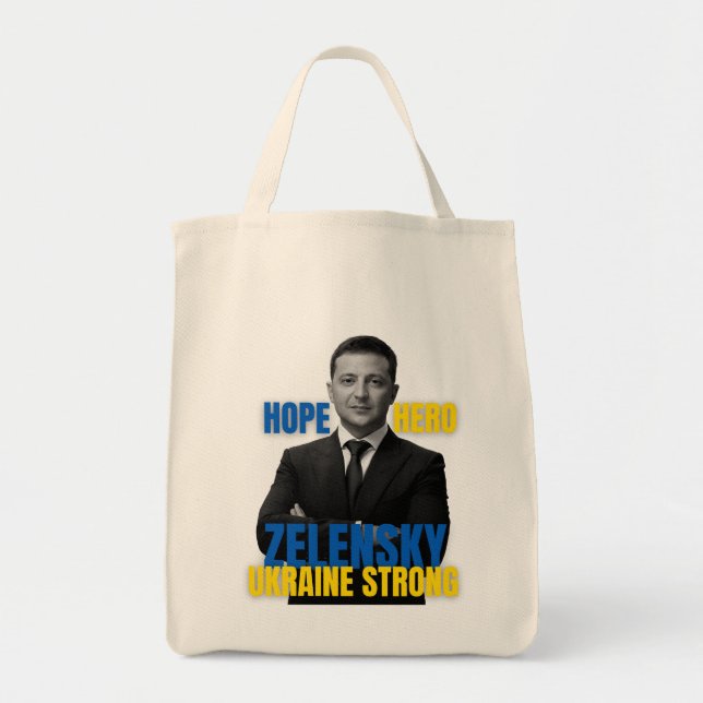 Bolsa Tote Zelensky Hope Hero Ucrânia Forte (Frente)