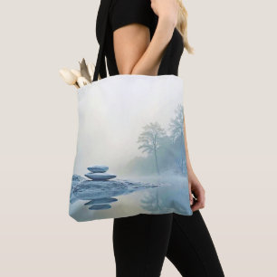 Bolsa Tote Zen de inverno: Balanço do Lago Foggy
