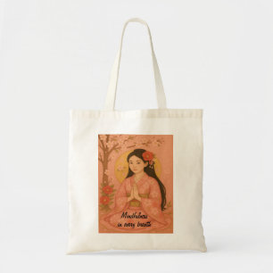 Bolsa Tote Zen Meditation art Mindtness Yoga Pink Personaliza