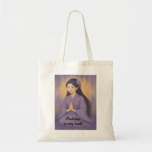 Bolsa Tote Zen Meditation art Mindtness Yoga Purple Custom