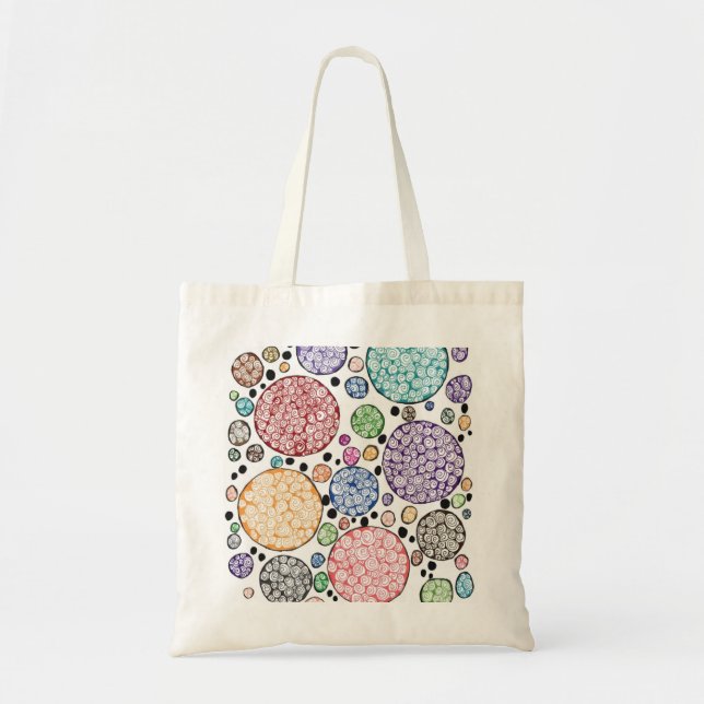 Bolsa Tote Zentangle circles pattern (Frente)
