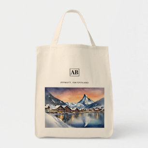 Bolsa Tote Zermatt, Suiça Watercolor Art - Tote Bag