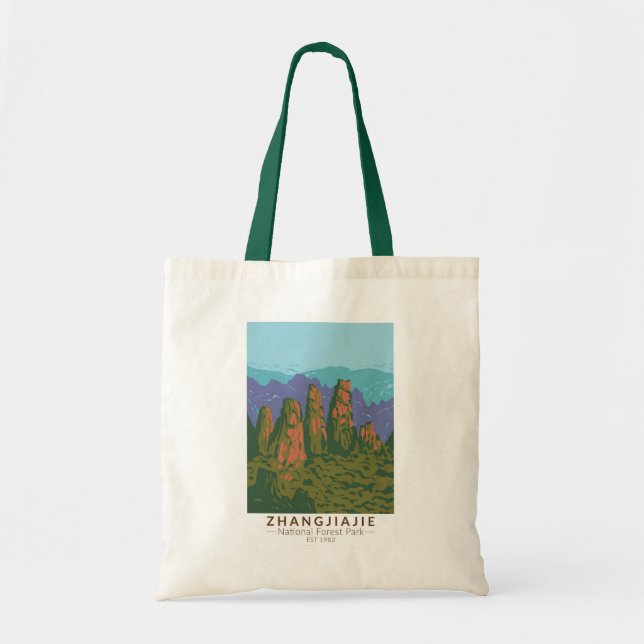 Bolsa Tote Zhangjiajie Floresta Nacional na China, Retro Viag (Frente)