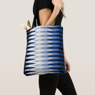 Bolsa Tote Zig Zag Azul Preto Branco Cinza Bege Padrão
