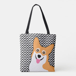 Bolsa Tote Ziguezague bonito do Corgi de Galês do Pembroke