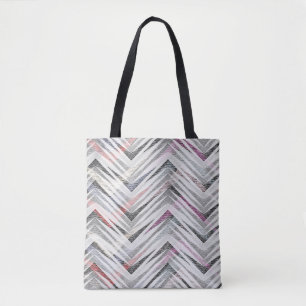 Bolsa Tote Zigzag, geométrico, cinzas, lilás, rosa, preto, 
