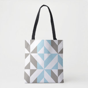 Bolsa Tote ZigZag Geométrico de Azul e Prata