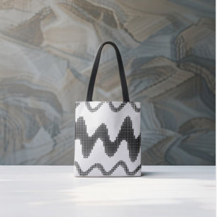 Bolsa Tote Zigzag preto ondulado em branco