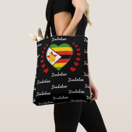 Bolsa Tote Zimbábue Flag e Heart Zimbábue Bandeira fashion /s