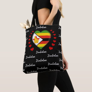 Bolsa Tote Zimbábue Flag e Heart Zimbábue Bandeira fashion /s