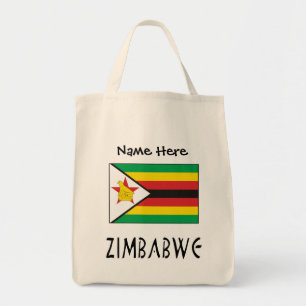 Bolsa Tote Zimbabwe Bandeira do Zimbábue Preta Personalização