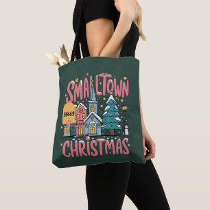 Bolsa Tote Zipcode Personalizado Cidade Pequena Natal Rosa