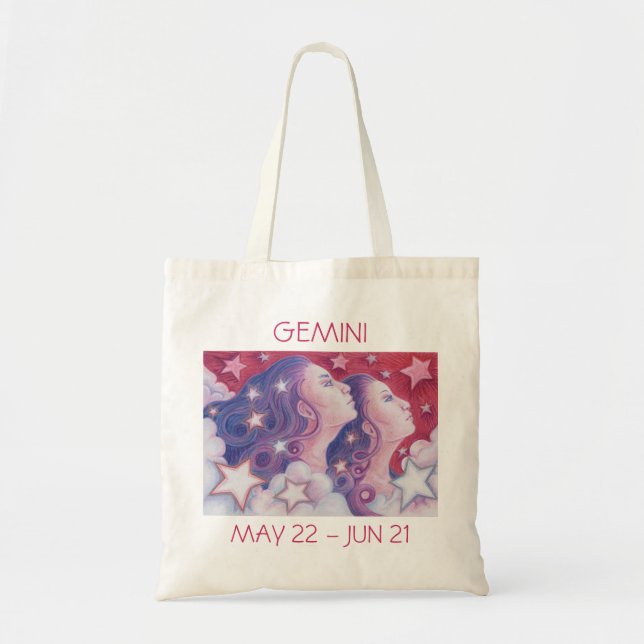 Bolsa Tote Zodiac Gemini texto do saco (Frente)